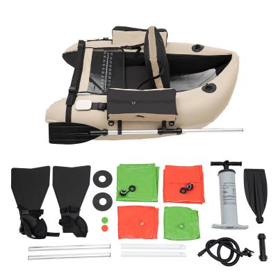 IOENC 53.5 * 41.5IN Outdoor Fishing Boat with Paddle, Flippers, 20IN Fish Ruler, Pump, Storage Pockets, Adjustable Straps, 286.6LBS Load Bearing Capacity Belly Boat for River Lake Bass Fly Fishing