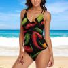 Hot Chili Pepper Womens One Piece Swimsuits V Neck Bathing Suits Slimming Swimwear M view 2