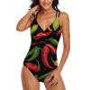 Hot Chili Pepper Womens One Piece Swimsuits V Neck Bathing Suits Slimming Swimwear M view 4