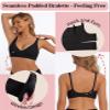 BOUFOR Deep V Bra Low Cut Sexy Push Up Bralettes for Women Padded Comfy Smoothing Wireless Lifting Bras Seamless Bralette, Black, XL view 3
