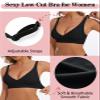 BOUFOR Deep V Bra Low Cut Sexy Push Up Bralettes for Women Padded Comfy Smoothing Wireless Lifting Bras Seamless Bralette, Black, XL view 4