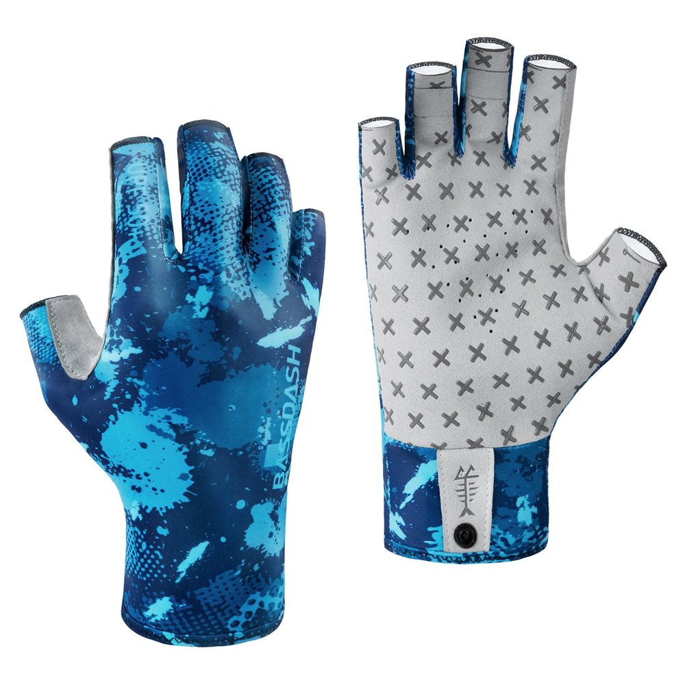 BASSDASH 3/4 Finger UPF 50+ Sun Gloves Breathable Anti-Slip Silicone Palm for Men Women Fishing Fingerless Cycling Running