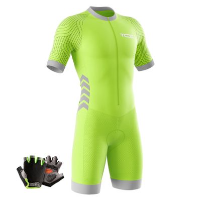 VOXCAUTQ Men's Cycling Skinsuit,Triathlon Suit Men,Trisuit for Swimming, Cycling, Running, Duathlon (Typ-6,M)