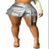 lovecarnation Women's Metallic Sexy Cargo Shorts Elastic High Waist Stretch Hotpants Rave Pants Party Clubwear G0659 Silver S view 1