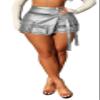 lovecarnation Women's Metallic Sexy Cargo Shorts Elastic High Waist Stretch Hotpants Rave Pants Party Clubwear G0659 Silver S view 2