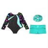 Hansber Kids Girls Long Sleeve Gymnastics Leotards Shiny Rhinestones Leotards with Metallic Dance Shorts Headband Set Starry 12 view 3