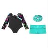 Hansber Kids Girls Long Sleeve Gymnastics Leotards Shiny Rhinestones Leotards with Metallic Dance Shorts Headband Set Starry 12 view 4