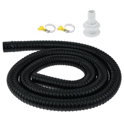 Bilge Pump Hose, 1-1/8-Inch Hose Plumbing Kit, Bilge Pump Kit, Boat Bilge Pump Kit Flexible Replacement Hose, Installation Kit with Hose Clamps & Thru-Hull Fitting