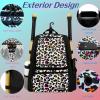 Baseball Bag, Youth Baseball Bag Softball Bat Bag with Shoe Compartment, Baseball Equipment Bag TBall Bat with Fence Hook, for Batting Mitten, Helmet, Teeball Gear Adult Colorful Leopard view 2
