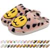 AIMINUO Women's Men's Retro Preppy Happy Face Slippers Comfy Warm Plush Slip-On House Slipper for Winter Indoor Soft Cushion Non-slip Fluffy Slides Slippers Spotted-Pink 10.5-11.5 Women/10-11 Men view 1