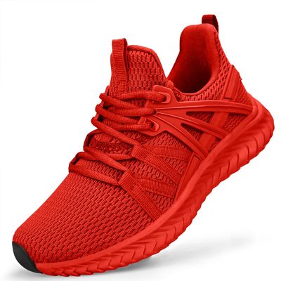 Abboos Womens Athletic Walking Shoes - Memory Foam Lightweight Tennis Shoes Sports Gym Shoe Slip On Running Sneakers Red Size 5.5