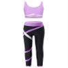 Huimingda Kid Girls 2 Piece Dance Outfits Sports Bra Crop Tank Top Athletic Leggings Set Gymnastics Tracksuit U Neck Purple 8 Years view 1