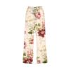 Akivide Women Casual Floral Print Linen Pant Summer Boho High Elastic Waist Straight Wide Leg Pant Loose Plus Size Beach Lounge Capri Tapered Trouser with Pocket view 3