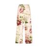 Akivide Women Casual Floral Print Linen Pant Summer Boho High Elastic Waist Straight Wide Leg Pant Loose Plus Size Beach Lounge Capri Tapered Trouser with Pocket view 4