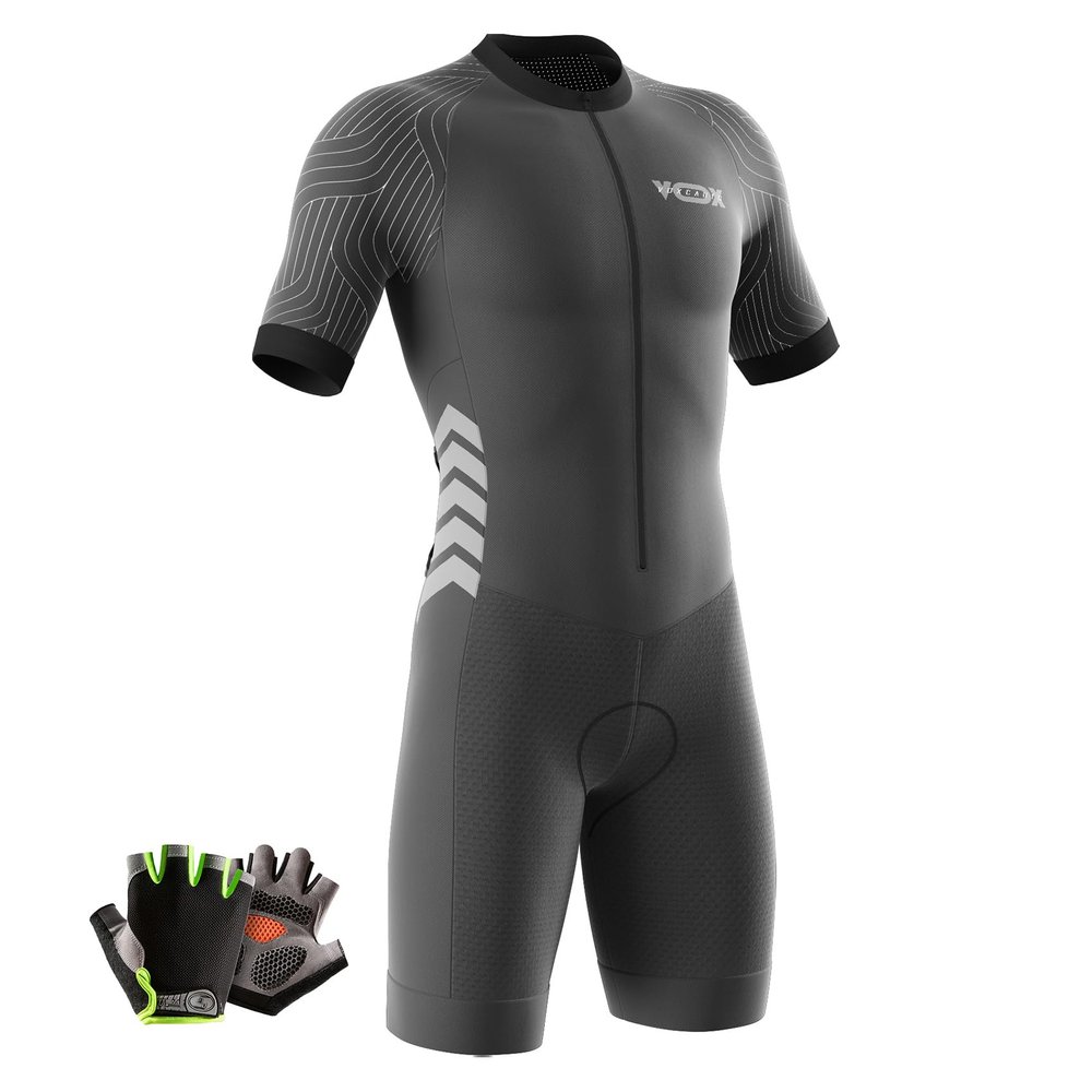 VOXCAUTQ Men's Cycling Skinsuit,Triathlon Suit Men,Trisuit for Swimming, Cycling, Running, Duathlon (Typ-1,XXS)