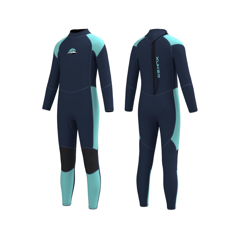 XUKER Kids Wetsuit for Boys Girls Toddlers, 3mm Wetsuit Back Zip Neoprene Thermal Full Body Wetsuits for Youth Teens Scuba Dive Swimming Boating Snorkeling