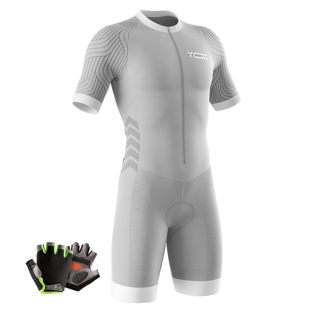 VOXCAUTQ Men's Cycling Skinsuit,Triathlon Suit Men,Trisuit for Swimming, Cycling, Running, Duathlon (Typ-4,5XL)