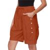 WROLEM Women's High Waist Bermuda Shorts Loose Drawstring Capri Pants with Pockets Wide Leg Summer Shorts Orange view 1