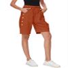 WROLEM Women's High Waist Bermuda Shorts Loose Drawstring Capri Pants with Pockets Wide Leg Summer Shorts Orange view 3