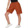 WROLEM Women's High Waist Bermuda Shorts Loose Drawstring Capri Pants with Pockets Wide Leg Summer Shorts Orange view 4