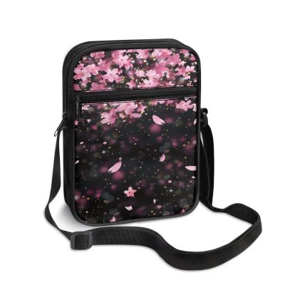 Rweroyiu Cherry Blossom Messenger Bag for Women, Men's Crossbody Purse Wallet Zipper Messenger Shoulder Bags Polyester Belt Bag Handbag Fanny Pack Purse for Sports Gym