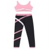 Huimingda Kid Girls 2 Piece Dance Outfits Sports Bra Crop Tank Top Athletic Leggings Set Gymnastics Tracksuit U Neck Pink 10 Years view 3
