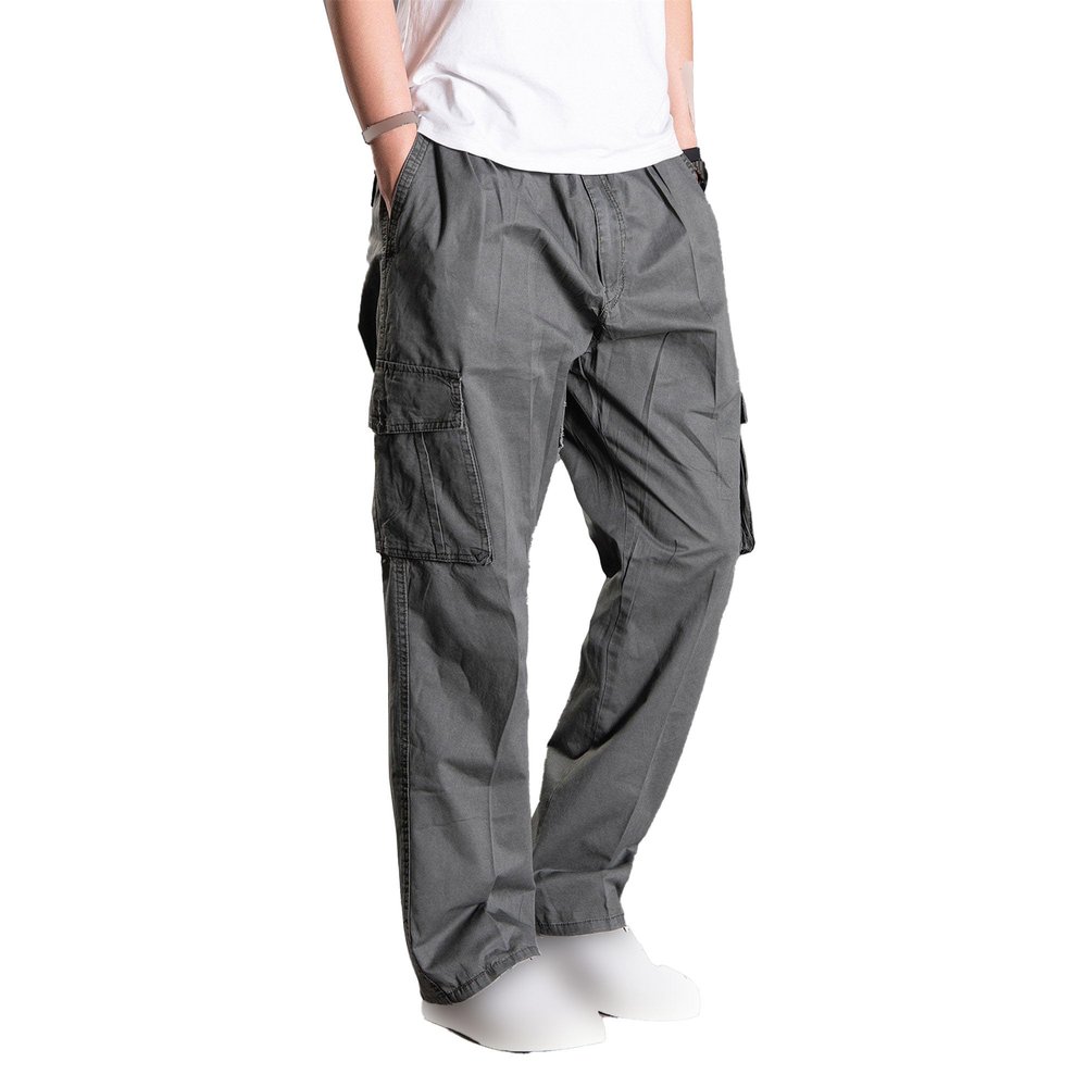 JEsilunmaMY Men's Straight-Fit Casual Cargo Pants Side Pockets Outdoor Jogger Pants Relaxed Fit Cotton Twill Hiking Pants (Army Green2,X-Large)