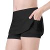 Girls Skirts Built in Shorts Athletic Tennis Skorts Flowy Toddler Girl Casual Fitness Yoga Running (Black, 14-15 Years) view 4