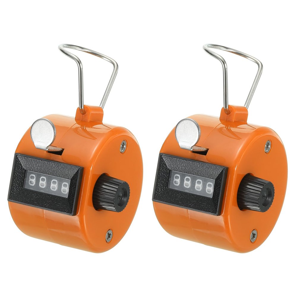 PATIKIL Clicker Counter, 2 Pack Handheld Tally Counter Mechanical 4-Digit Number Click Pitch Counter for Coaching Knitting, Golf, Lap, Fishing, Orange