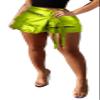 lovecarnation Women's Metallic Sexy Cargo Shorts Elastic High Waist Stretch Hotpants Rave Pants Party Clubwear G0659 Green S view 2