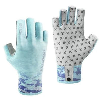 BASSDASH 3/4 Finger UPF 50+ Sun Gloves Breathable Anti-Slip Silicone Palm for Men Women Fishing Fingerless Cycling Running
