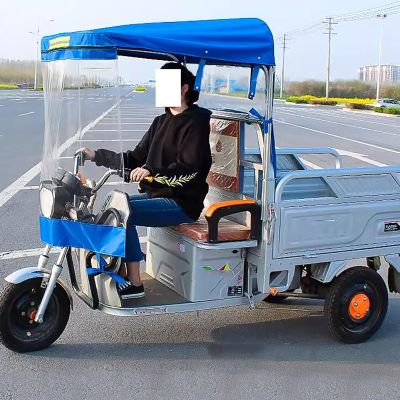 WYHBXD Adult Tricycle Cover,Ideal for Heavy Duty Electric Tricycle,Motorcycles or SANBENGZI Cab Awning,Protect You from Wind and Rain While Driving (Color : Full Blue, Size : W:120CM/47in)