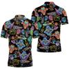 Generic Sugar Skull Polo Golf Shirts for Men Women - Neon Light Polo Shirts Short Sleeve Mens Polo Shirts Dry Fit Serie 73 Size XL, Cinco-09 view 2