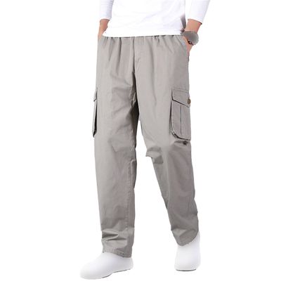 JEsilunmaMY Men's Straight-Fit Casual Cargo Pants Side Pockets Outdoor Jogger Pants Relaxed Fit Cotton Twill Hiking Pants (Khaki2,X-Large)