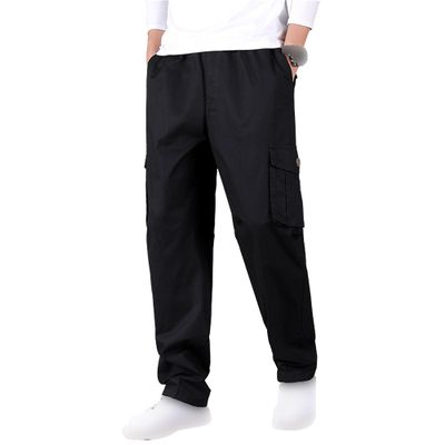 JEsilunmaMY Men's Straight-Fit Casual Cargo Pants Side Pockets Outdoor Jogger Pants Relaxed Fit Cotton Twill Hiking Pants (Black2,4X-Large)