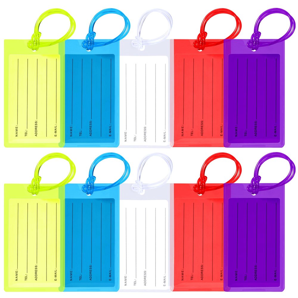 10 Pack Luggage Tags for Suitcases, Airplane Travel Essentials for Flying, International Travel Must Haves, and Luggage Accessories by Sodsay