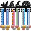 CREATCABIN Cycling Medal Holder Medal Hangers Display Wall Mount Frame Wooden Sports Medals Hanger Black Wall Decor Medal Organizer Rack for Hanging Cycling Bike Bicycle 15.7 x 6 Inch view 1