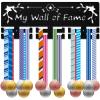 CREATCABIN Medal Holder Display Medal Hangers Rack Wall Mount Frame Shelf Wooden Sports Medals Hanger Black Wall Decor Medal Organizer for Soccer Running Gymnastic Football 15.7x6 Inch-My Wall of Fame view 1