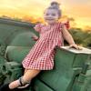 AGQT Baby Girls Plaid Dress Gingham Fly Sleeve Backless Summer Dresses Spring Smocked Birthday Easter Dresses Red and White Grid Size 18-24 Months view 3