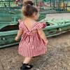 AGQT Baby Girls Plaid Dress Gingham Fly Sleeve Backless Summer Dresses Spring Smocked Birthday Easter Dresses Red and White Grid Size 18-24 Months view 4