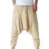 JEsilunmaMY Men's Drawstring Hippie Harem Pants Elastic Waist Loose Drop Crotch Trousers Lightweight Casual Hippie Pants (Khaki,X-Large) view 1