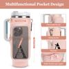 LOKASS for Stanley Cup Accessories 40 oz Water Bottle Carrier Bag with Phone Pocket for Stanley Tumbler Holder with Strap, Personalized Gifts with Floral Initial A-Z for Women/Girls/Stanley Cup Fans view 2