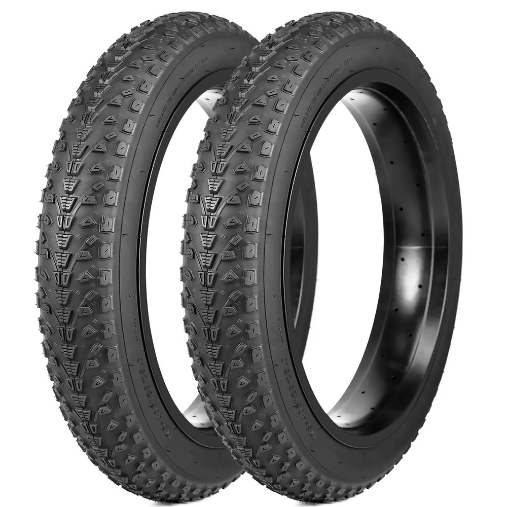 WEEROCK 20 Inch E Bike Tire Fat Bicycle Tire 20 X 3.0 Bike Tire 2 Pack Bicycle Tyre Folding Replacement Tire for 20 Inch Snow Bike Tricycle Electric Bike