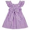 AGQT Baby Girls Plaid Dress Gingham Fly Sleeve Backless Summer Dresses Spring Smocked Birthday Easter Dresses Purple White Lattice Size 6-12 Months view 1