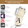 LOKASS Initial Water Bottle Holder with Strap for Stanley Cup 40oz Tumbler with Handle,Insulated Water Bottle Carrier Bag with Phone Pocket, Floral & Carabiner for Stanley Cup Accessories (Cream X) view 3