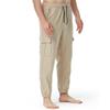 JEsilunmaMY Men's Multi Pockets Drawstring Yoga Pants Cotton Linen Elastic Waist Jogger Pants Loose Casual Workout Pants (Khaki,Small) view 2