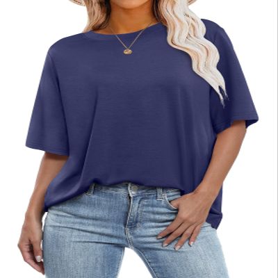 ANRABESS Womens Oversized T Shirts Short Sleeve Crewneck Tops Casual Loose Basic Tee Shirts 2026 Summer Outfits Trendy Clothes Navy Blue XX-Large