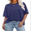 ANRABESS Womens Oversized T Shirts Short Sleeve Crewneck Tops Casual Loose Basic Tee Shirts 2026 Summer Outfits Trendy Clothes Navy Blue XX-Large view 1