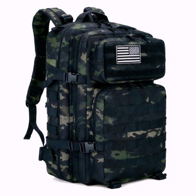 SEYATULLH 45L Military Tactical Backpack for Men & Women Bug Out Bag Assault pack Molle Daypack Hiking Trekking Rucksack(Black-cp)