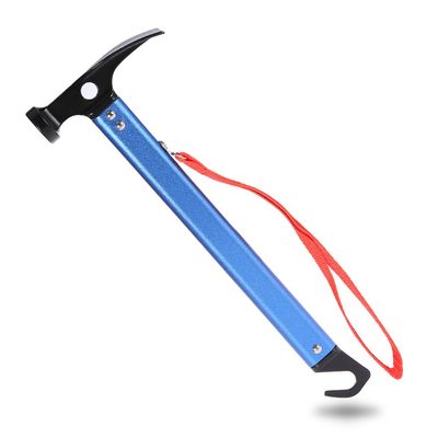 Aluminium Alloy Handle Outdoor Camping Hammer, 3 Colors Lightweight Multifunctional Tent Stake Hammer with Tent Stake Remover, Portable Tent Peg Stake Puller for Hiking Camping Outdoor (Blue)